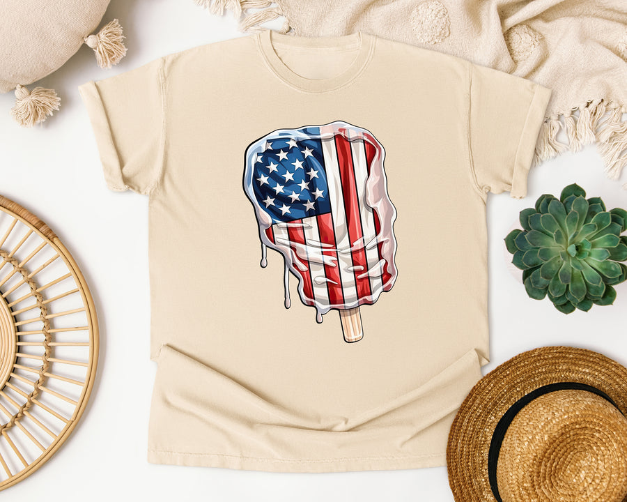 Dripping Flag Popsicle graphic tee in Ivory