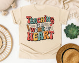 Teaching Is A Work Of Heart Grey graphic tee in Ivory