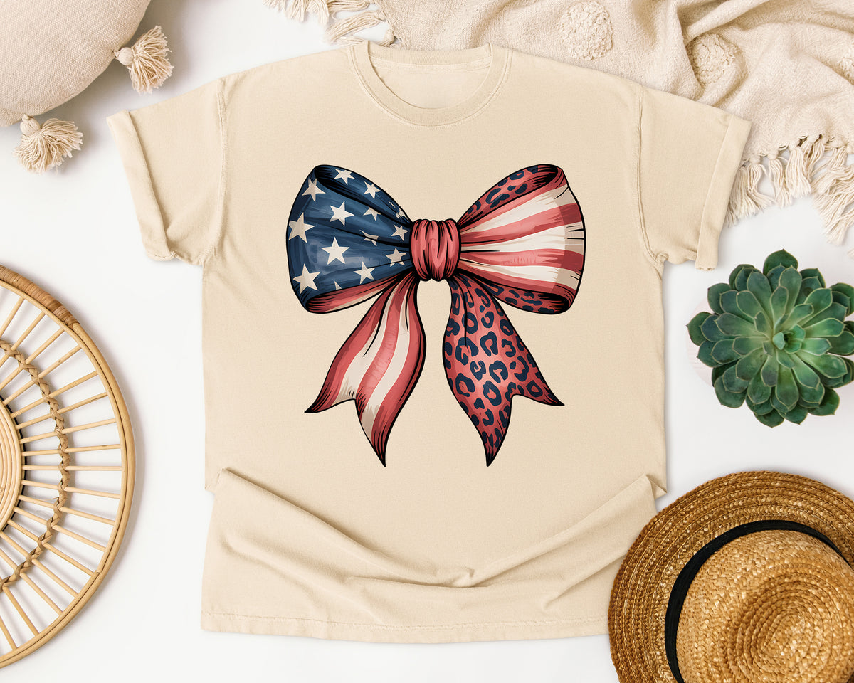 American Flag Bow graphic tee in Ivory