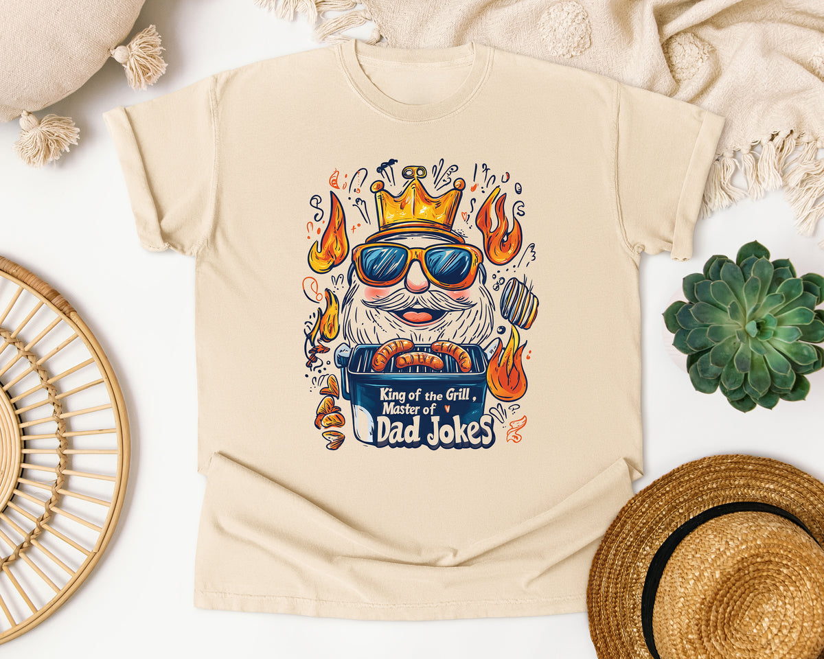 King Of The Grill Master Of Dad Jokes Grey graphic tee in Ivory