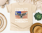 Land Of The Free Because Of My Hero graphic tee in Ivory