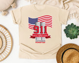 We Will Never Forget Patriot Day Red graphic tee in Ivory