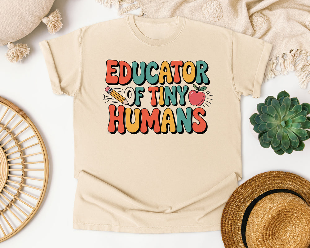 Educator Of Tiny Humans Grey graphic tee in Ivory