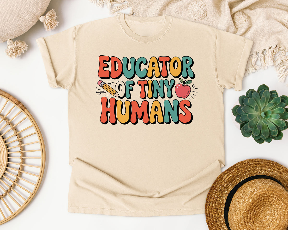 Educator Of Tiny Humans Grey graphic tee in Ivory