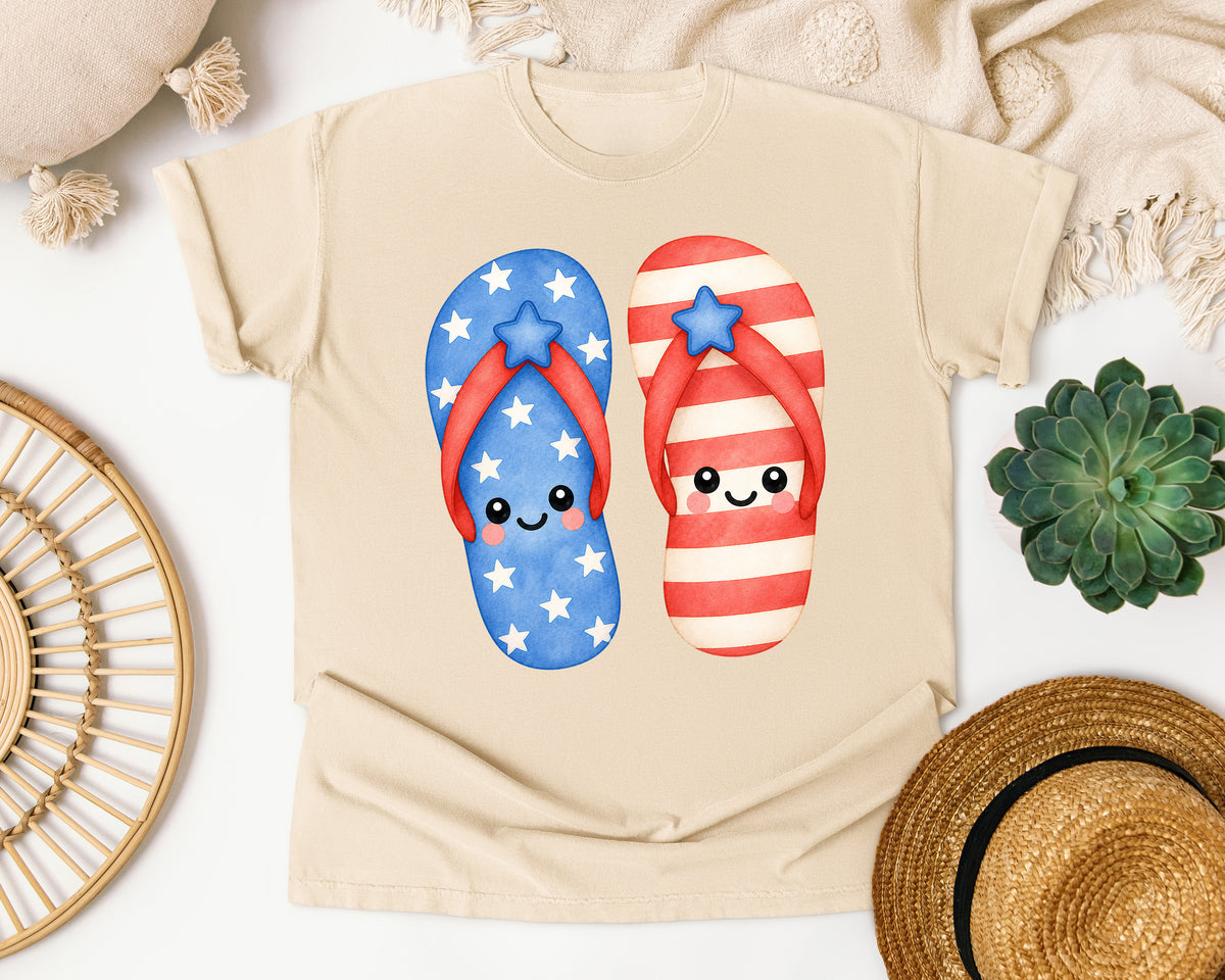Patriotic Flip Flops graphic tee in Ivory