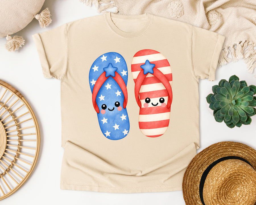 Patriotic Flip Flops graphic tee in Ivory
