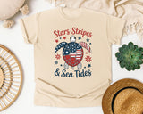 Stars Stripes And Sea Tides Grey 2 graphic tee in Ivory