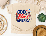 God Bless America Navy graphic tee in Ivory