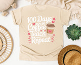 100 Days Of Coffee Teach Repeat graphic tee in Ivory