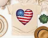 American Flag Heart Red 3 graphic tee in Ivory