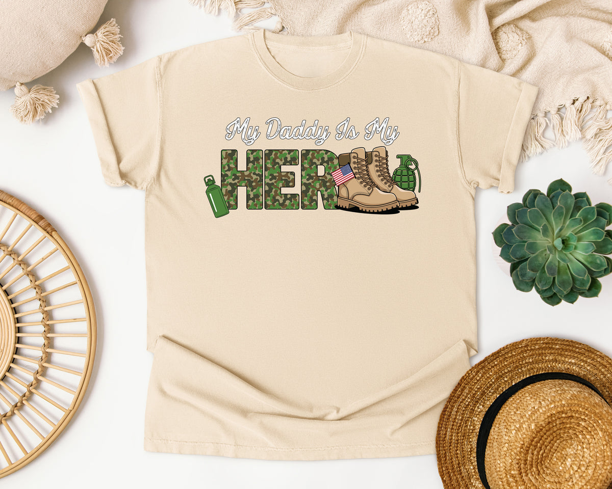 My Daddy Is My Hero Brown graphic tee in Ivory