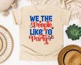 We The People Like To Party Blue graphic tee in Ivory