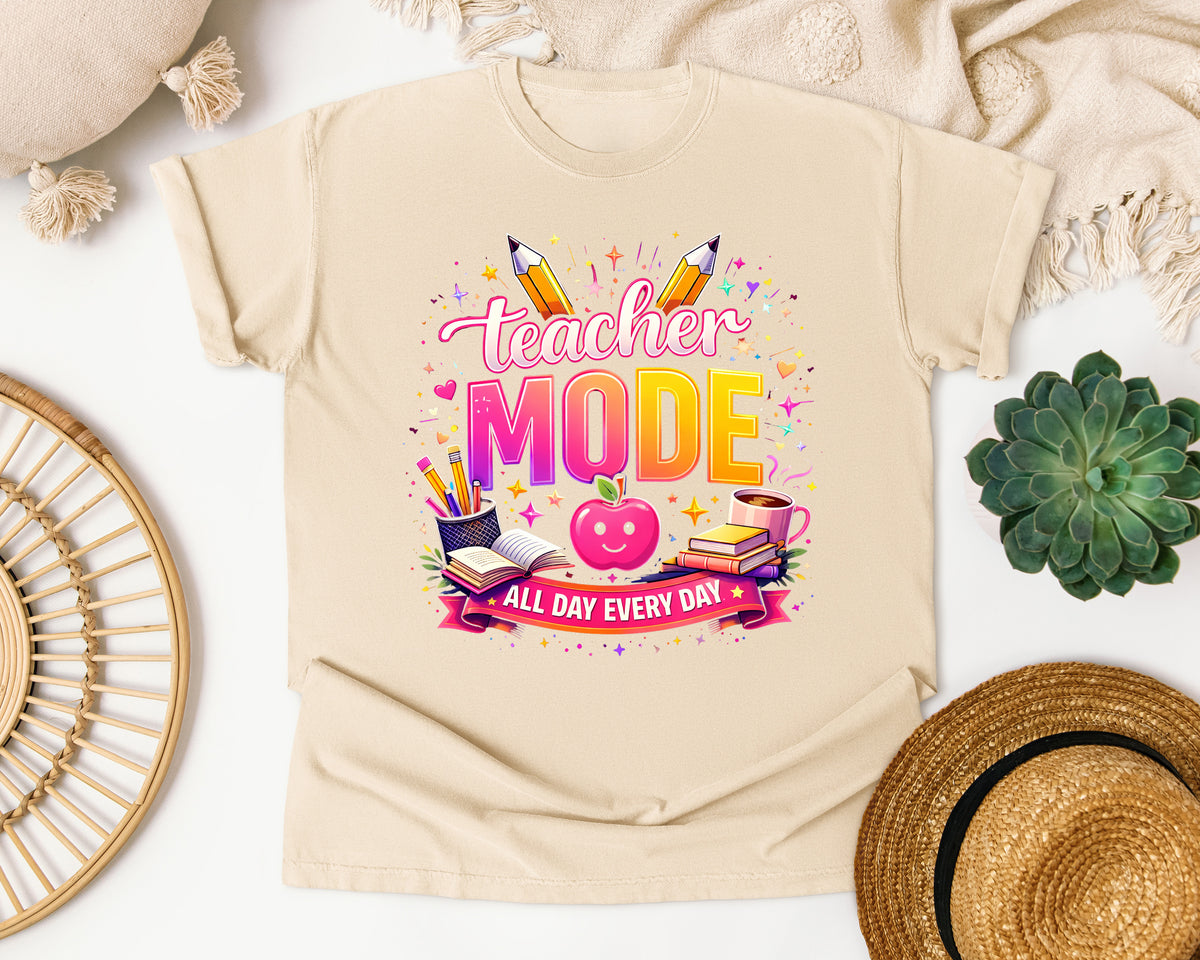 Teacher Mode All Day Every Day graphic tee in Ivory