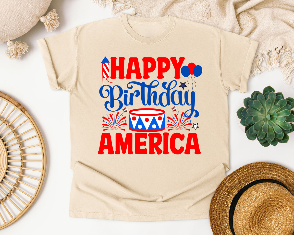 Happy Birthday America White graphic tee in Ivory