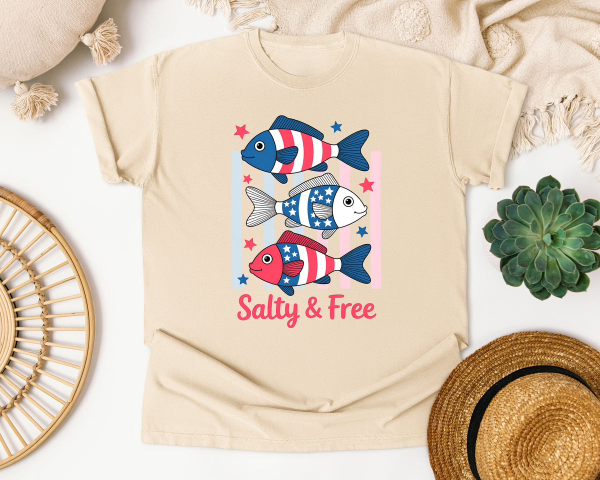Salty And Free graphic tee in Ivory