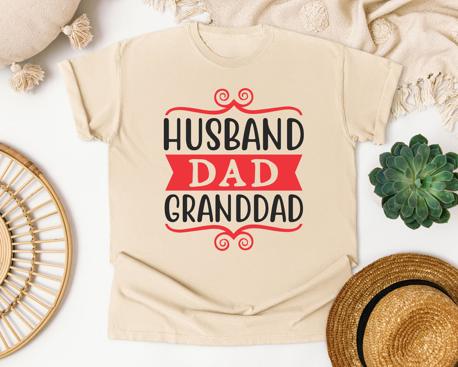 Husband Dad Granddad Red graphic tee in Ivory