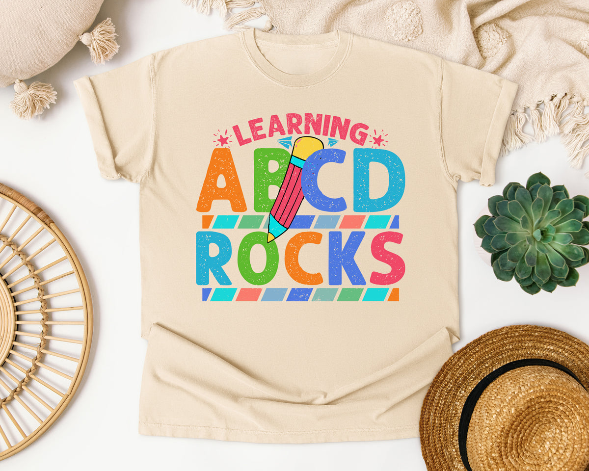 Learning ABCD Rocks graphic tee in Ivory