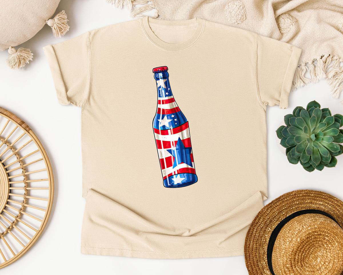 Patriotic Beer Bottle graphic tee in Ivory