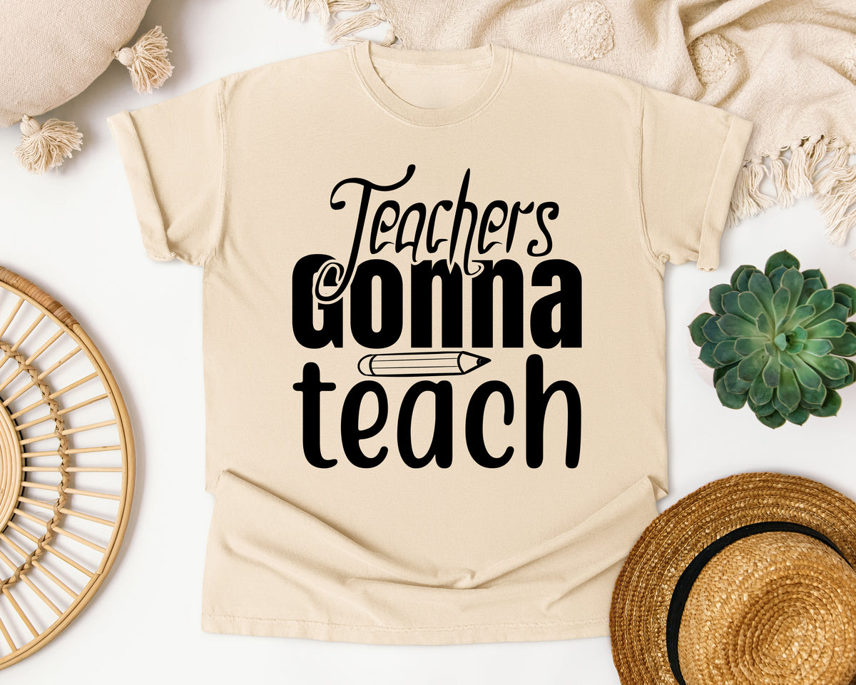 Teachers Gonna Teach Pencil graphic tee in Ivory