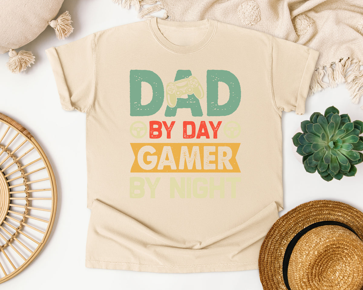 Dad By Day Gamer By Night Grey graphic tee in Ivory