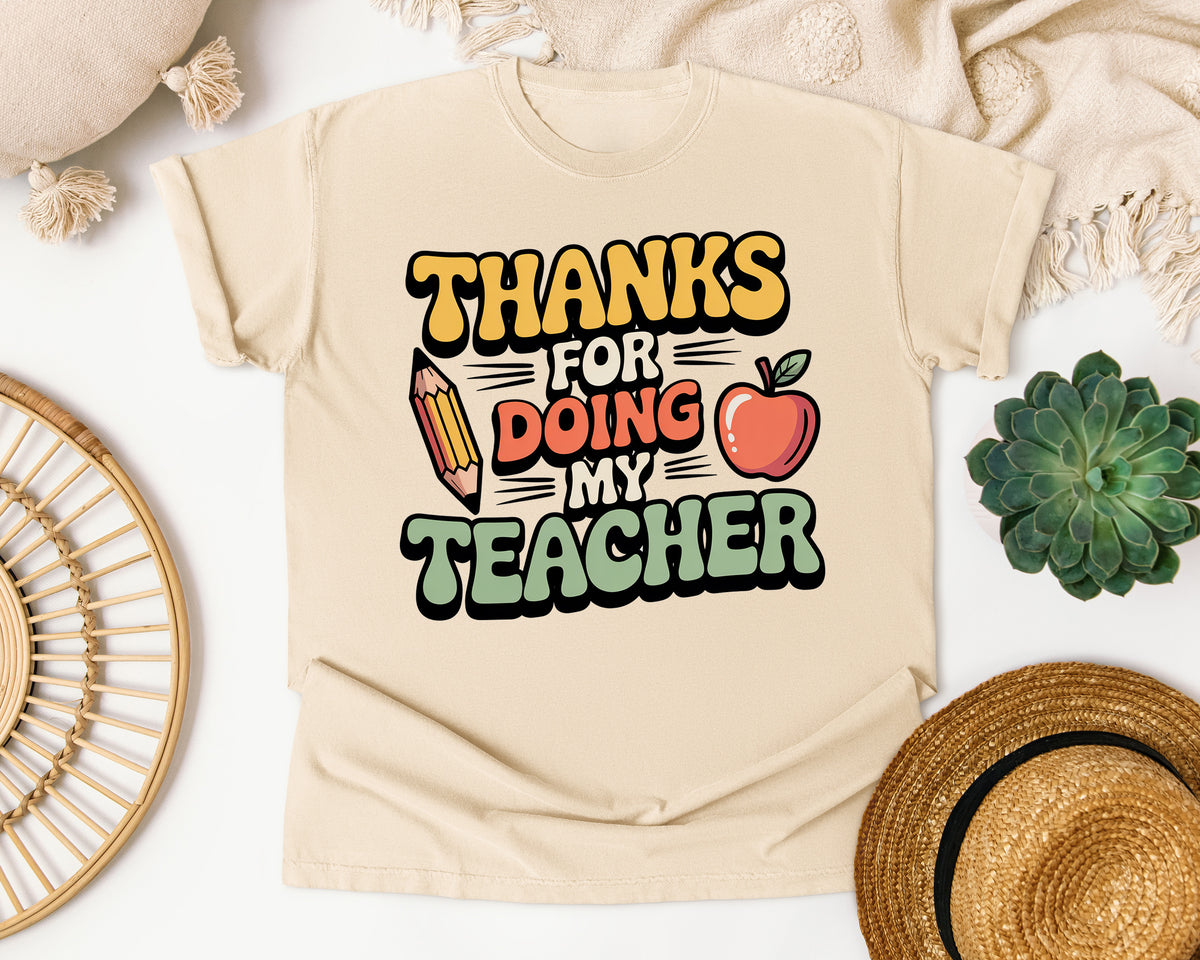 Thanks For Being My Teacher White graphic tee in Ivory