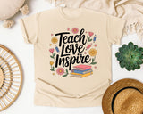 Teach Love Inspire Floral graphic tee in Ivory