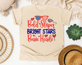 Bold Stripes Bright Stars Brave Hearts graphic tee in Ivory