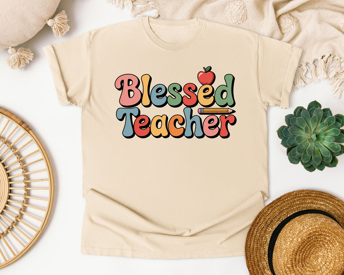 Blessed Teacher Grey 2 graphic tee in Ivory