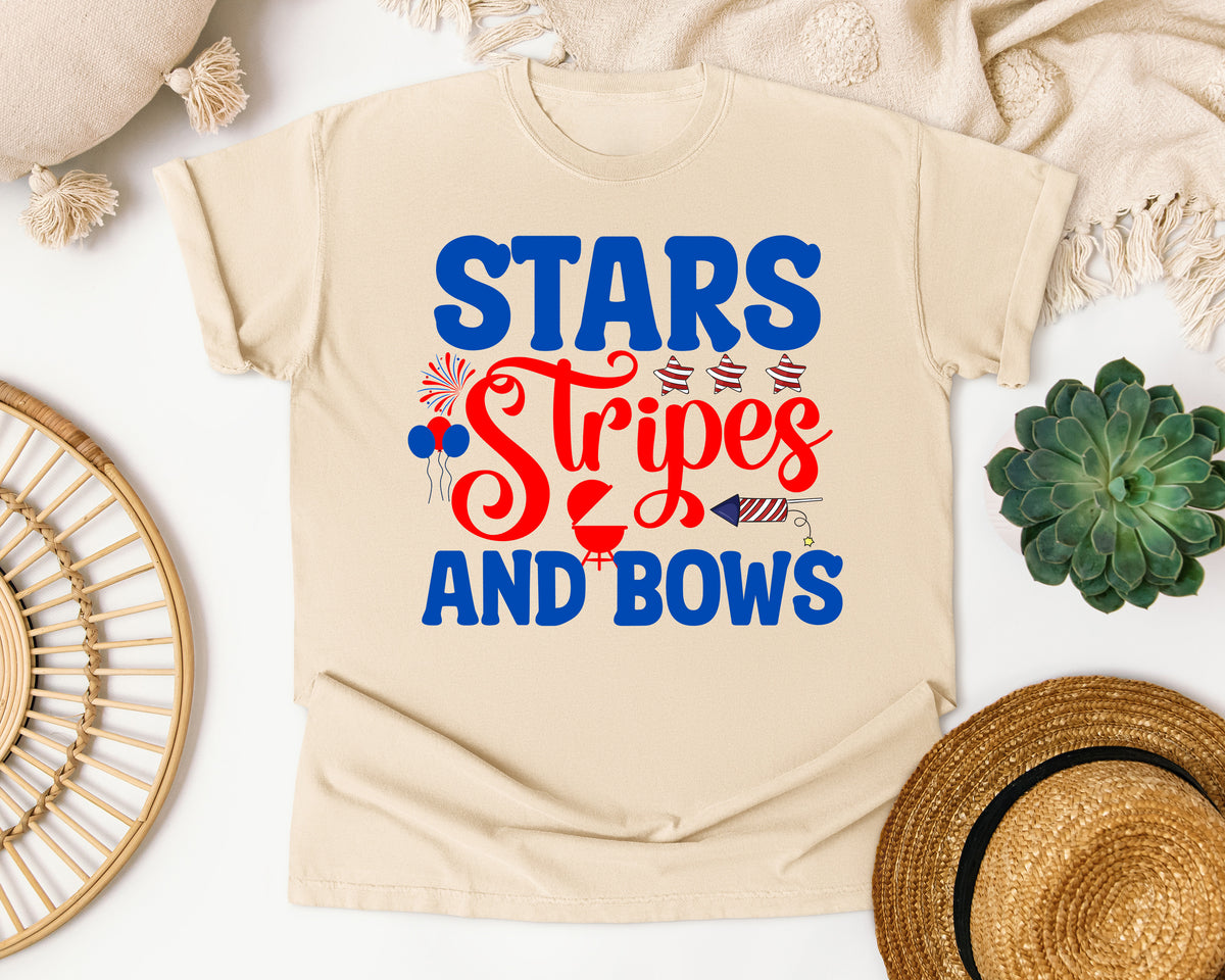 Stars Stripes And Bows Blue graphic tee in Ivory