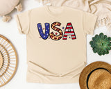 USA Brown graphic tee in Ivory