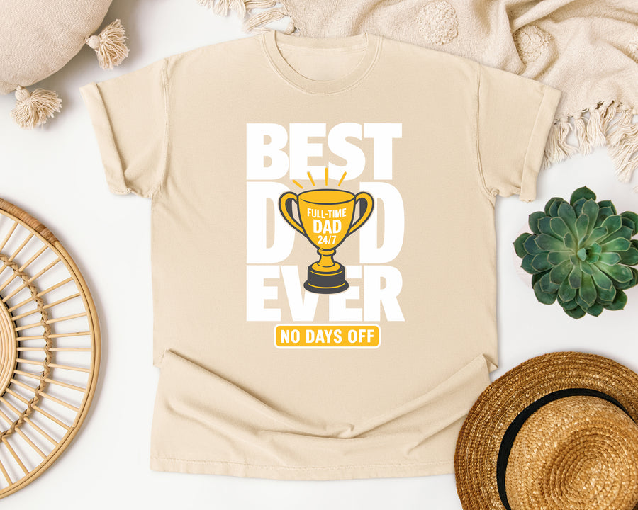 Best Dad Ever No Days Off White graphic tee in Ivory