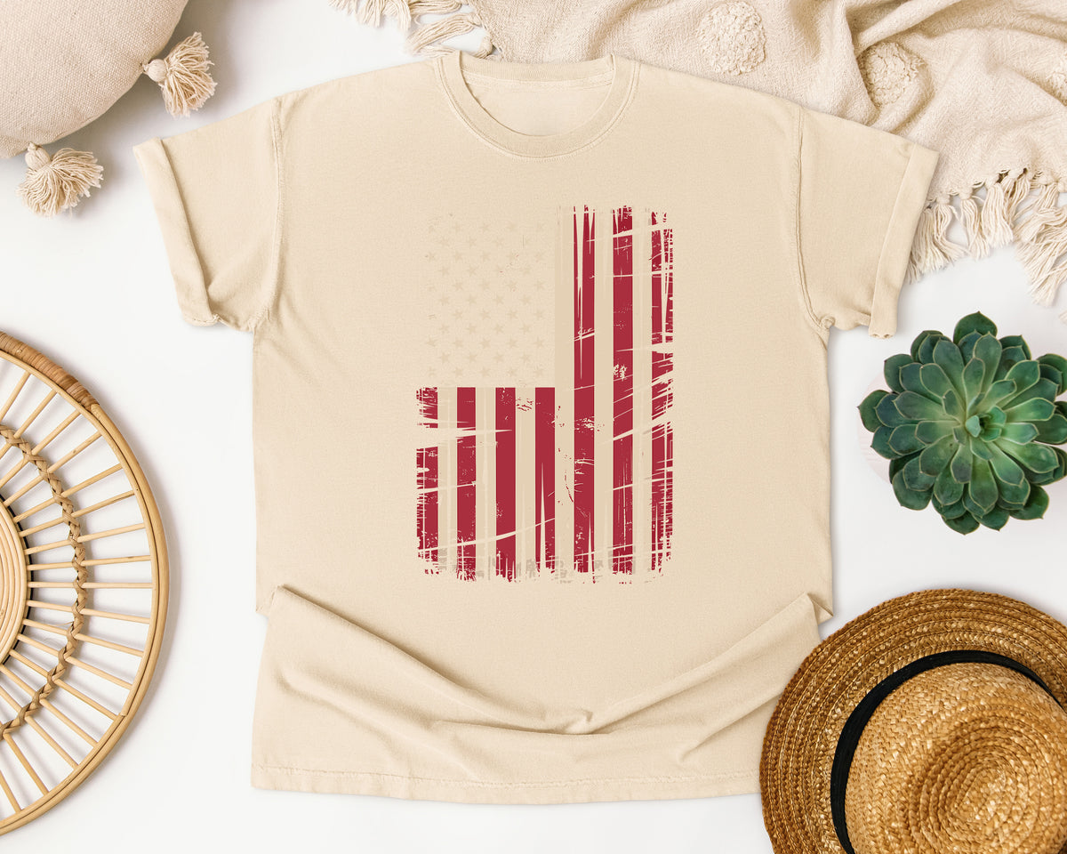 Distressed American Flag graphic tee in Ivory