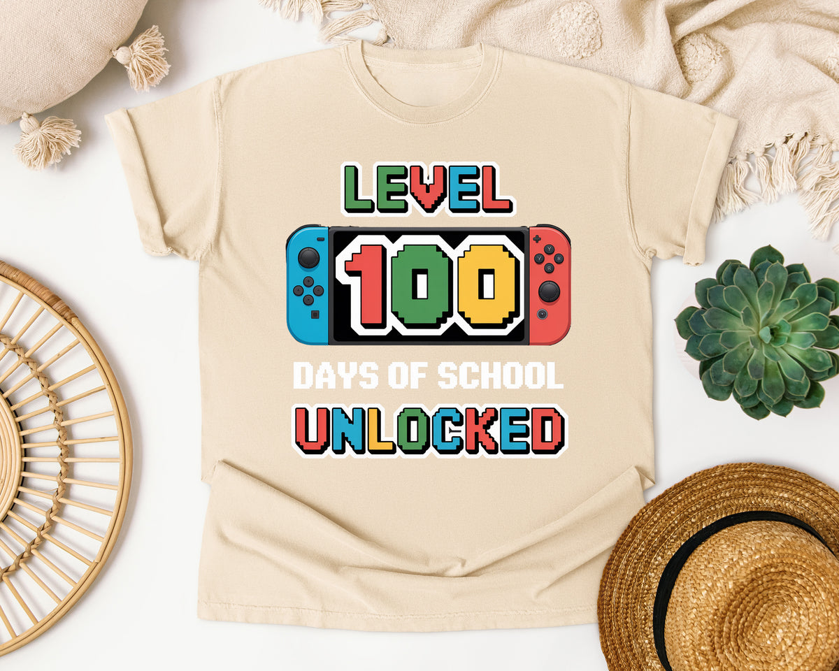 Level 100 Days Of School Unlocked graphic tee in Ivory