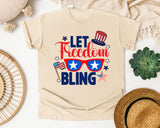 Let Freedom Bling Navy graphic tee in Ivory