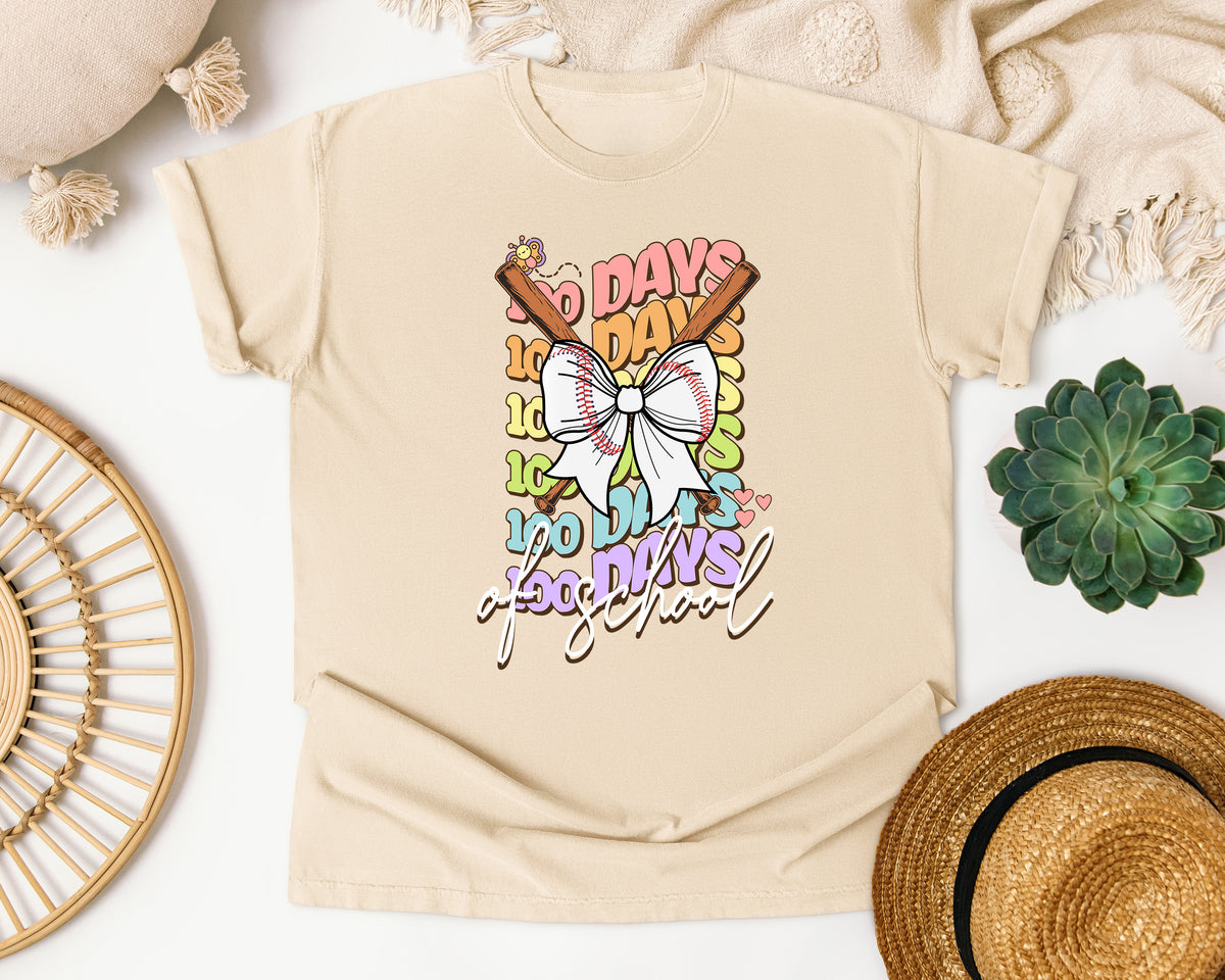 100 Days Of School Baseball graphic tee in Ivory