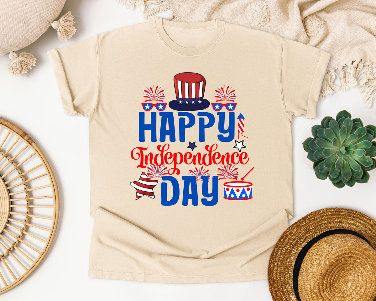 Happy Independence Day Blue graphic tee in Ivory
