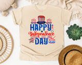 Happy Independence Day Blue graphic tee in Ivory