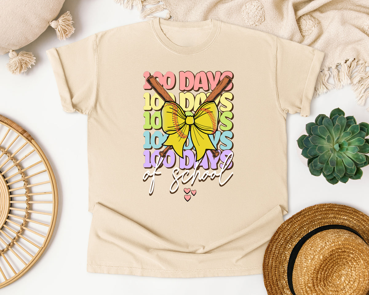 100 Days Of School Softball graphic tee in Ivory