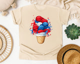 Patriotic Ice Cream Cone Red graphic tee in Ivory