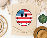 American Flag Smiley Face graphic tee in Ivory