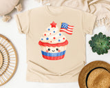 Patriotic Cupcake With Flag graphic tee in Ivory