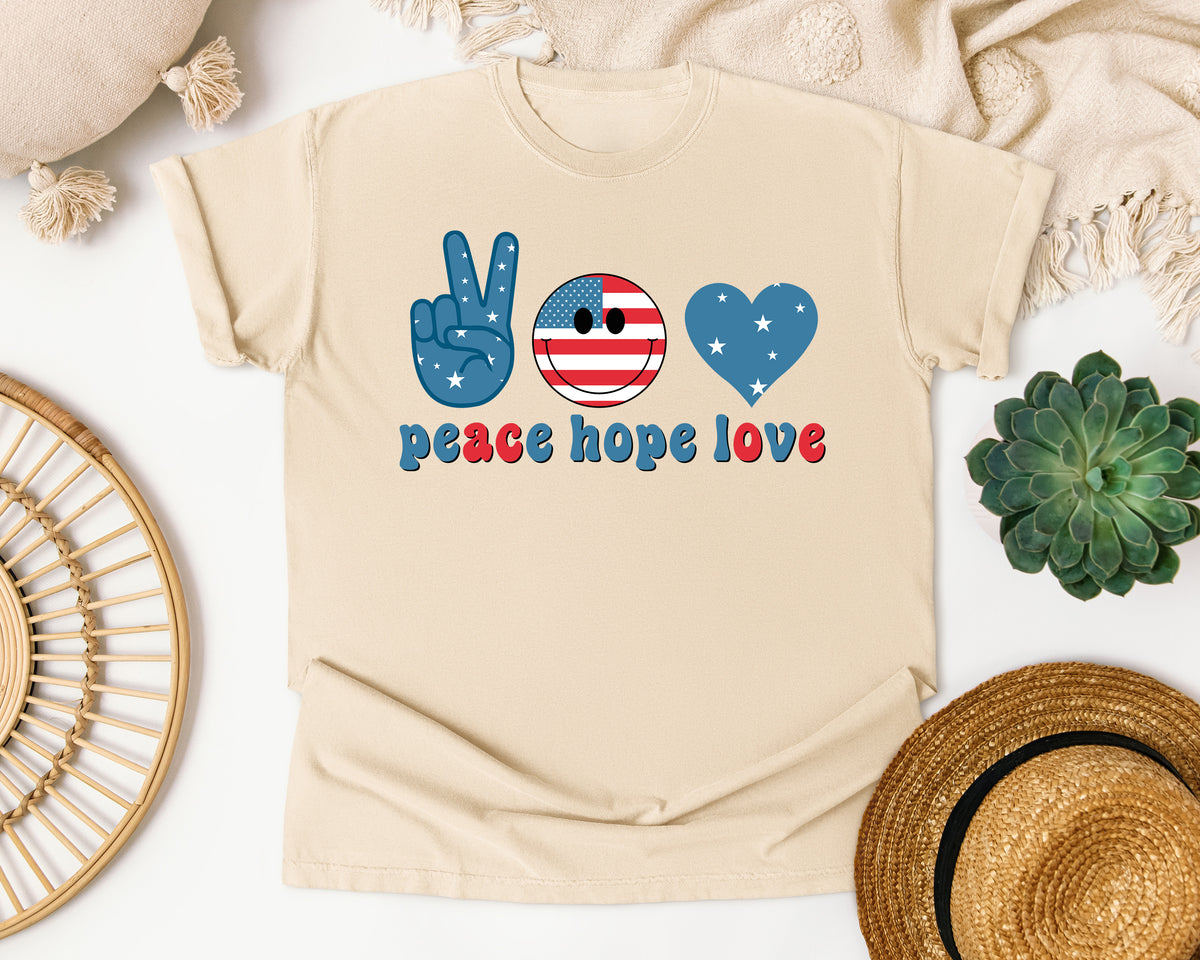 Peace Hope Love graphic tee in Ivory