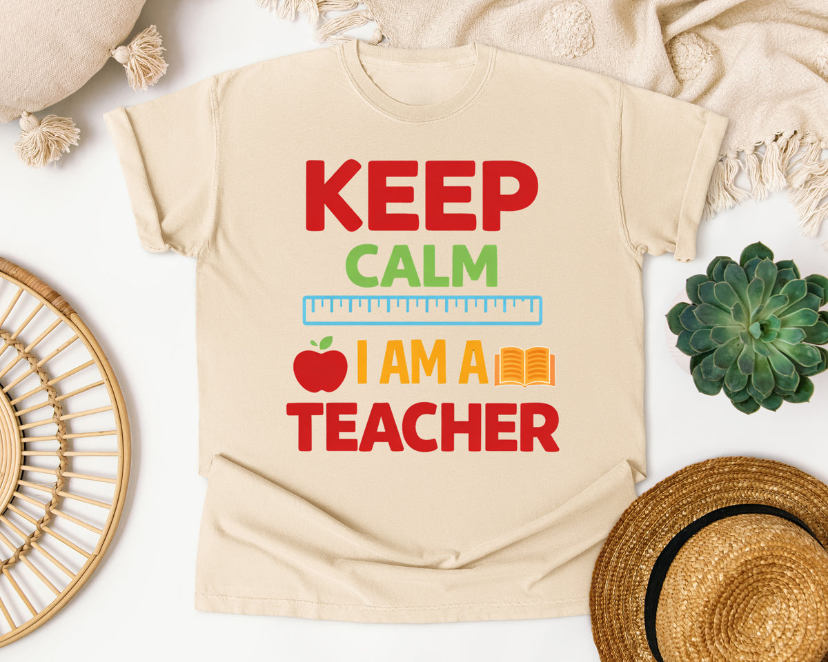 Keep Calm I Am A Teacher graphic tee in Ivory