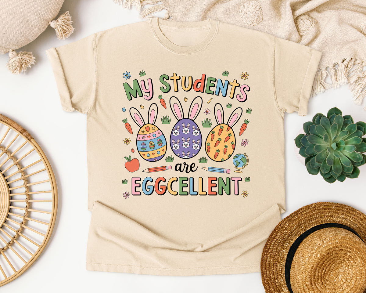 My Students Are Eggcellent graphic tee in Ivory