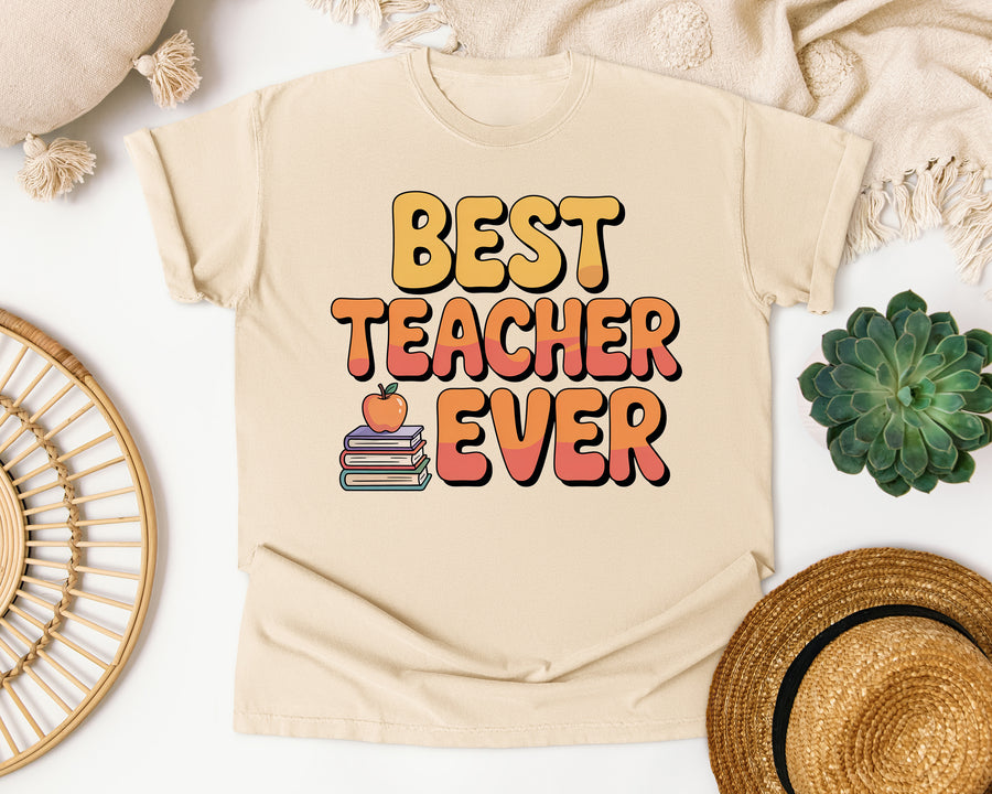 Best Teacher Ever Orange graphic tee in Ivory