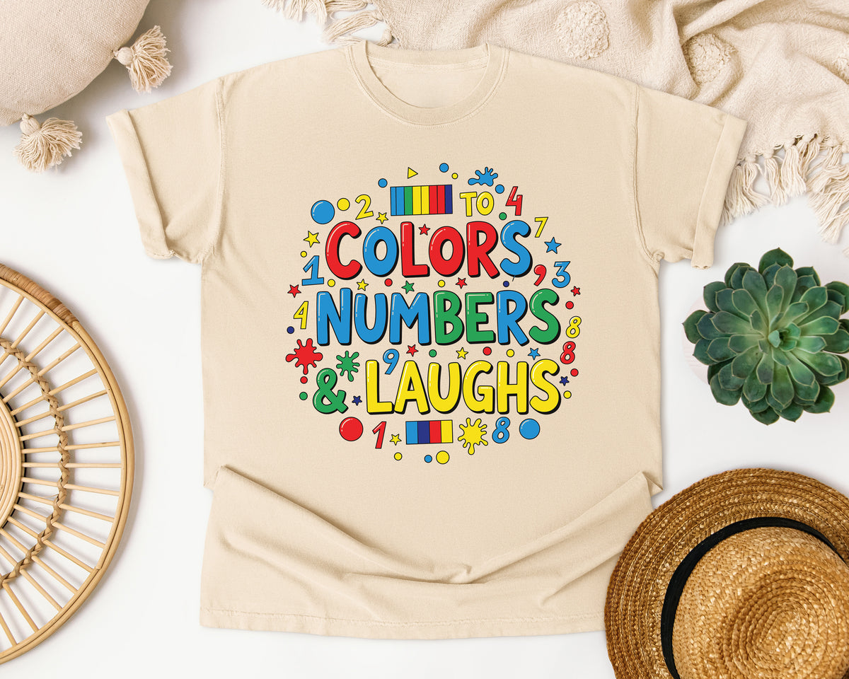 Colors Numbers And Laughs graphic tee in Ivory