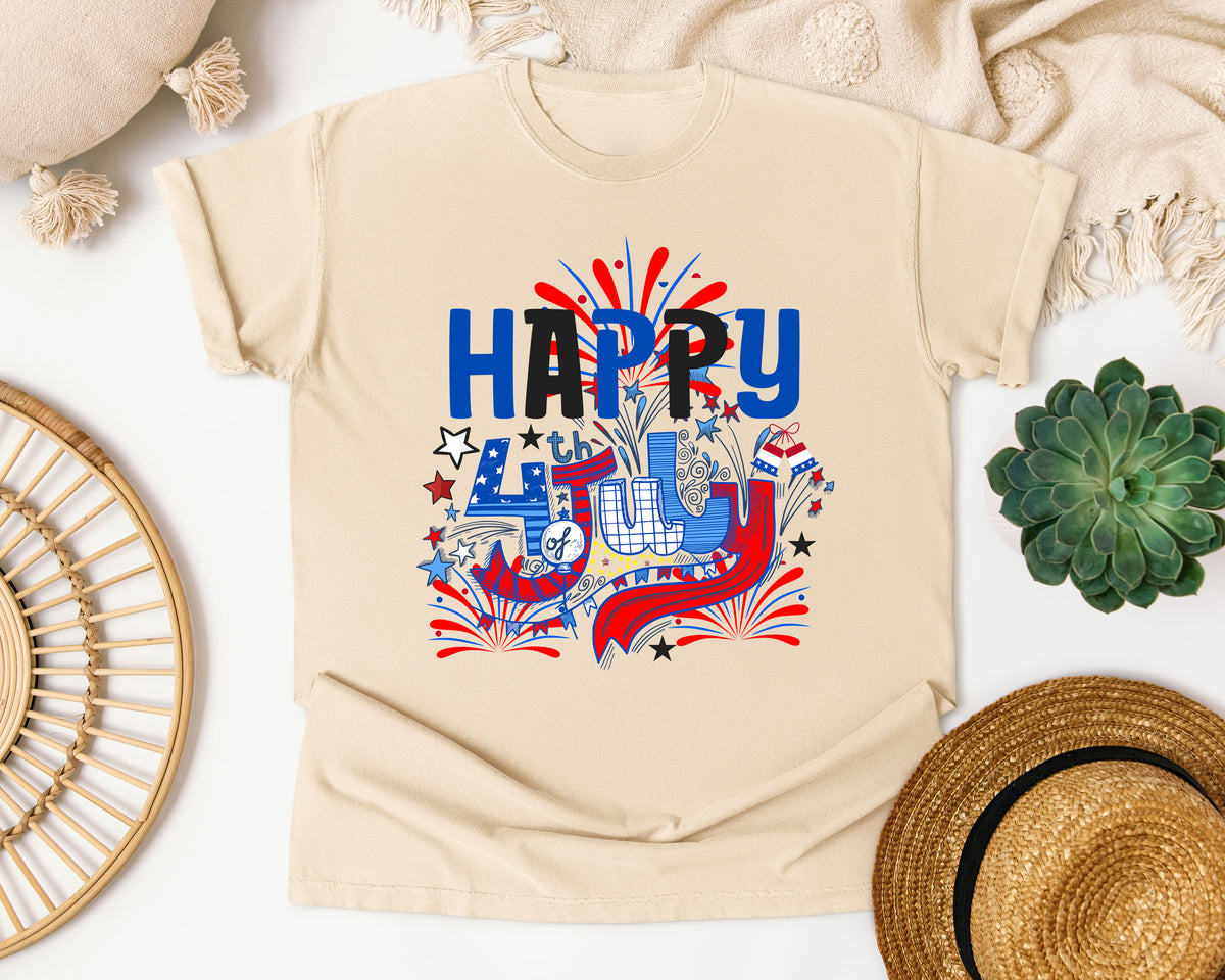 Happy 4th July graphic tee in Ivory