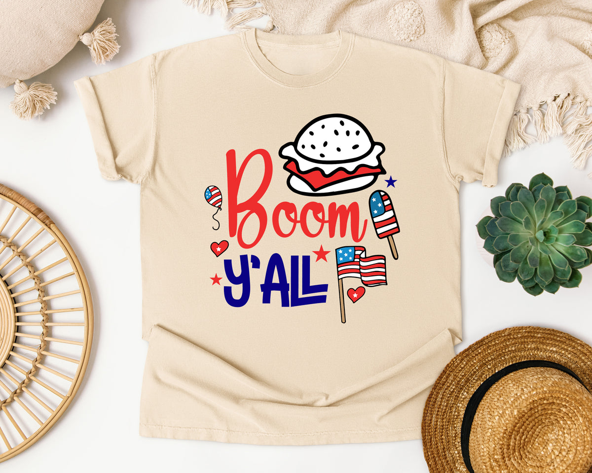 Boom Y'all Red graphic tee in Ivory