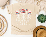 Patriotic Skeleton Trio White 2 graphic tee in Ivory