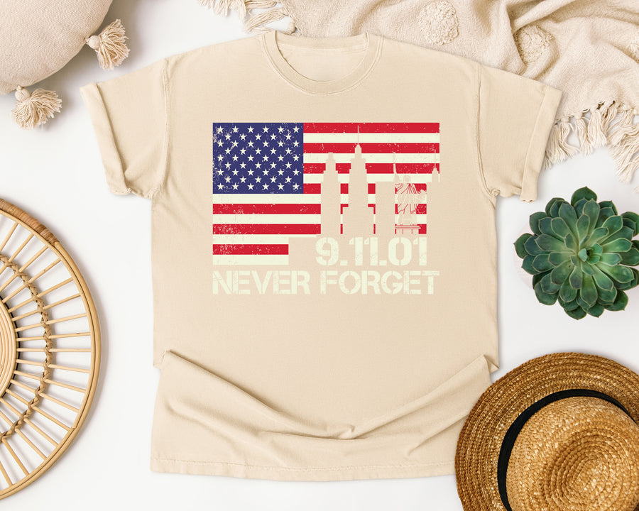 Never Forget Red graphic tee in Ivory